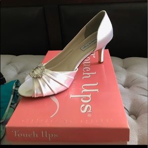 White satin dyeable shoes.